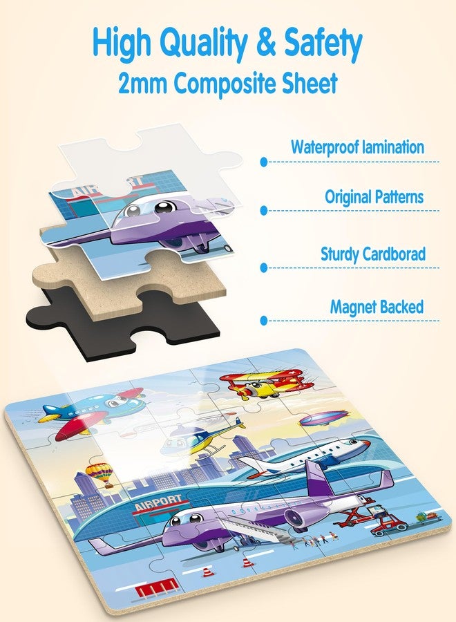 SYNARRY Air Land Water Transport Magnetic Puzzles for Toddlers 3-5, 20 Pieces Travel Puzzles for Kids Ages 4-6, Car Airplane Road Trip Activities Toys for 3 4 5 6 Year Old Boys Girls Birthday Gifts - Image 3